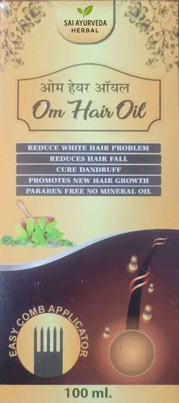 Sai Ayurvedia Herbal Om Hair Oil – Anti-Hair Fall & Hair Growth Ayurvedic Oil (100 ml)