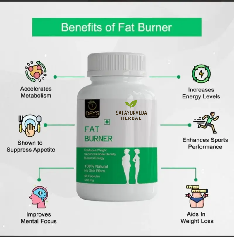 Sai Ayurvedic Herbal Fat Burner – Natural Weight Loss, Metabolism Accelerator & Energy Booster | 60 Capsules